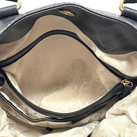 MICHAEL KORS Handbag Soft Black Leather Gold Locket Chain 2-Way *EUC* FABULOUS!! - Picture 14 of 15